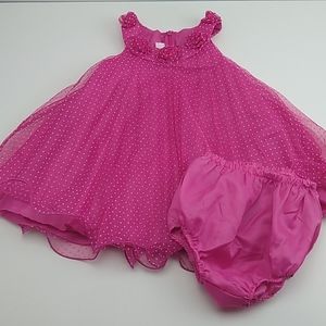 Easter Dress Bonnie Baby Tulle Pink Polka Dots